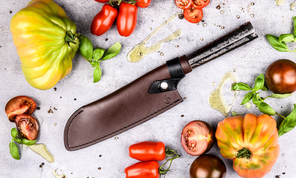 Forged Leather Forged Leren Hoes Santokumes 18 cm