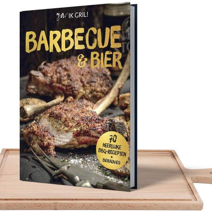 Vuur & Rook Puur Hout Beuken Steakplank 40 cm + Barbecue & Bier