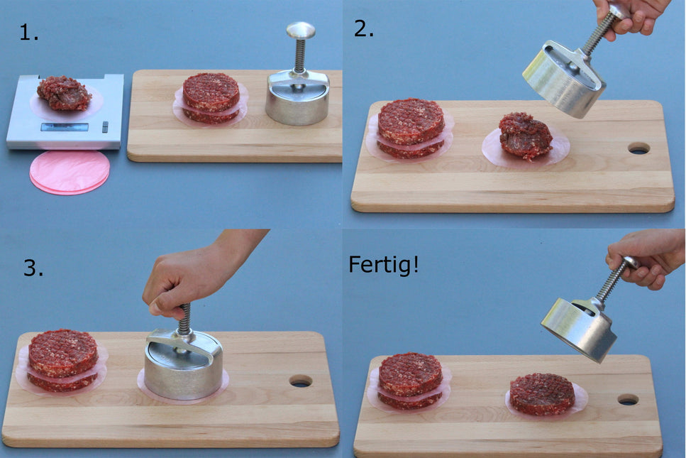 Vuur & Rook RVS Hamburgerpers met Structuurblad Ø 70mm