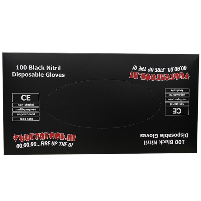 Vuur & Rook Vuur&Rook Nitril Handschoenen Xtra Strong Zwart 100 stuks Large