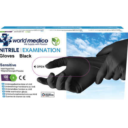 World Medico World Medico Nitril Handschoenen Xtra Strong Zwart 100 stuks XLarge